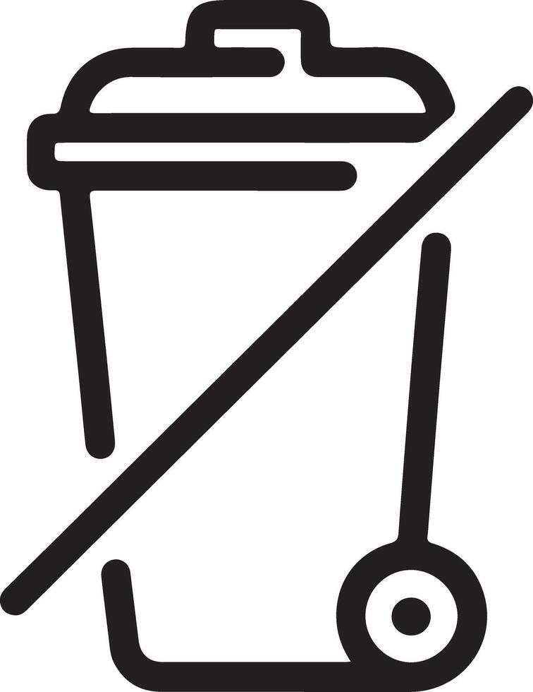 Simple outline icon of a trash can with a diagonal line indicating prohibition or removal vector