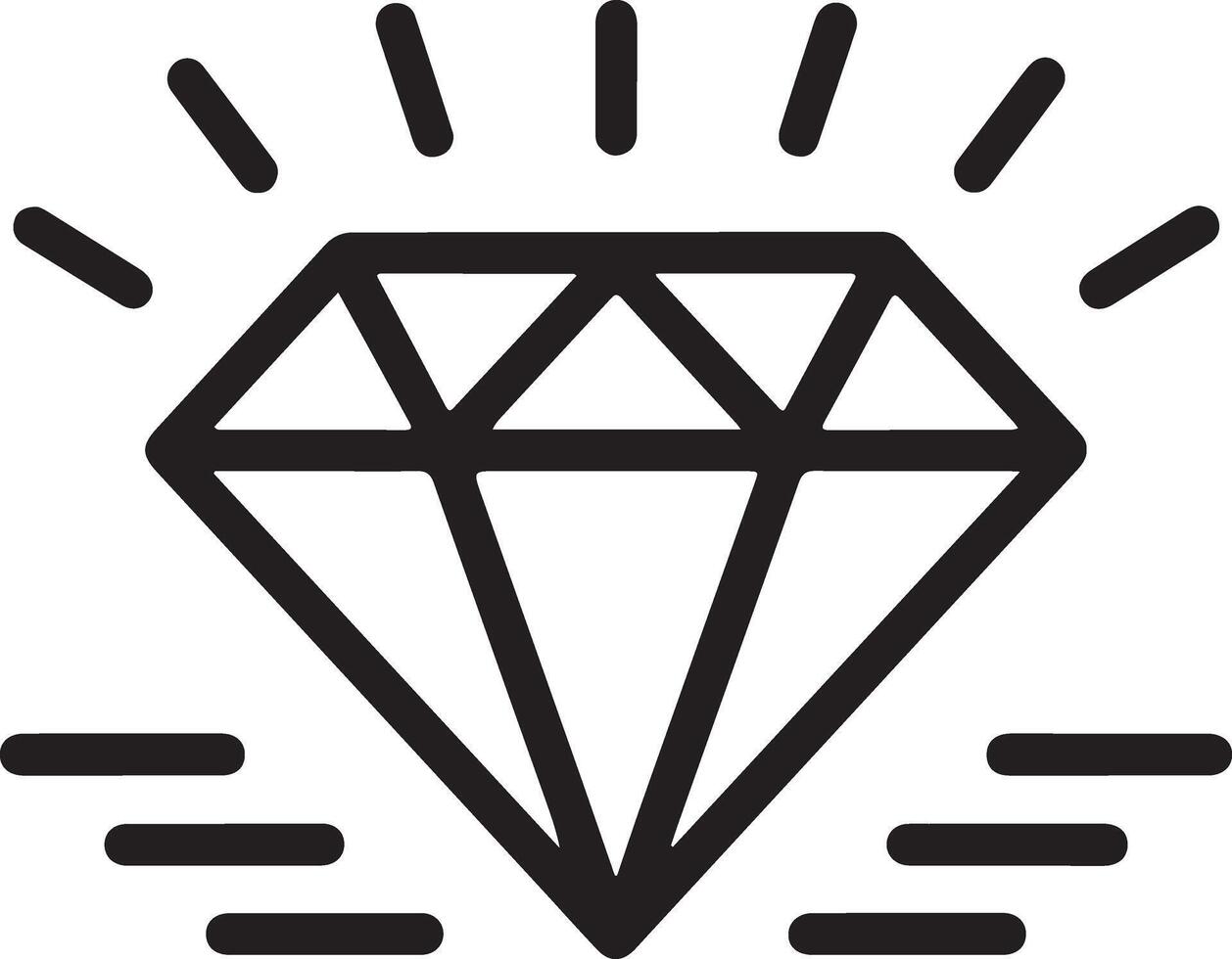 Simple hand drawn outline of a sparkling diamond with radiating light rays vector