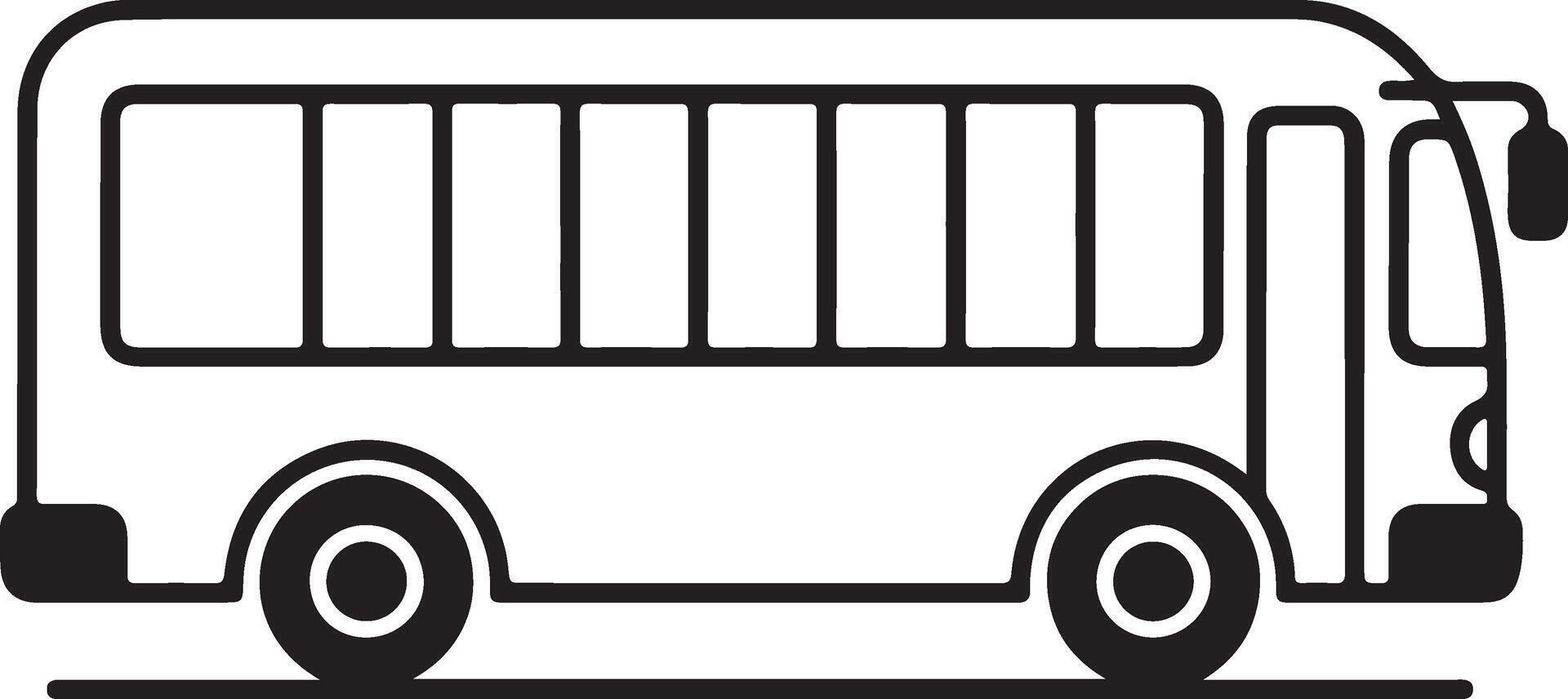 Simple outline illustration of a modern passenger bus with multiple windows and wheels vector