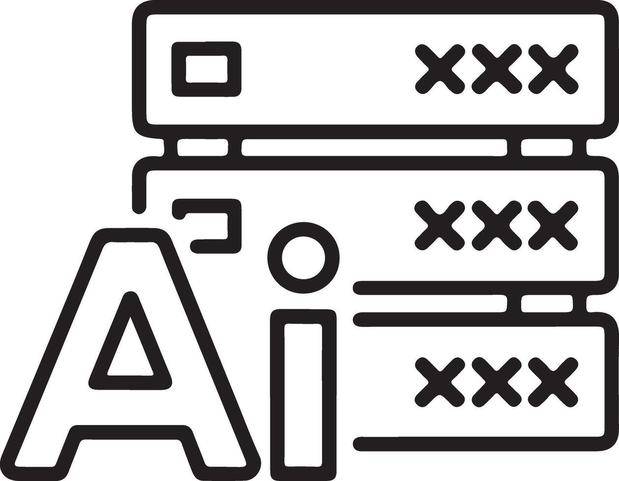Conceptual illustration of artificial intelligence servers and data processing with ai acronym vector