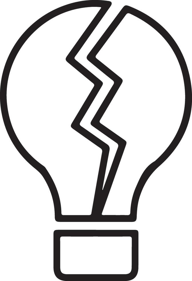 Broken light bulb symbol representing failure lack of ideas or creative block vector