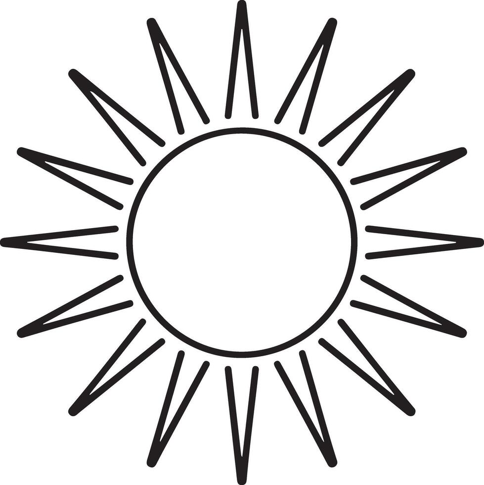Simple line drawing of a stylized sun with sharp rays vector