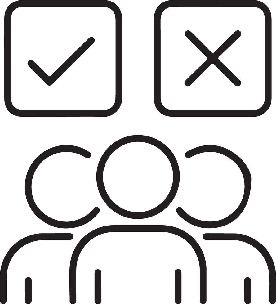 Decision making icons with group of people symbolizing choice and selection vector