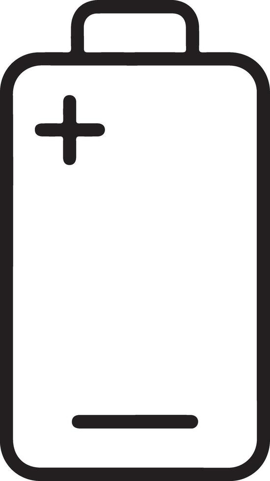 Simple outline icon of a battery with positive and negative terminals clearly marked vector
