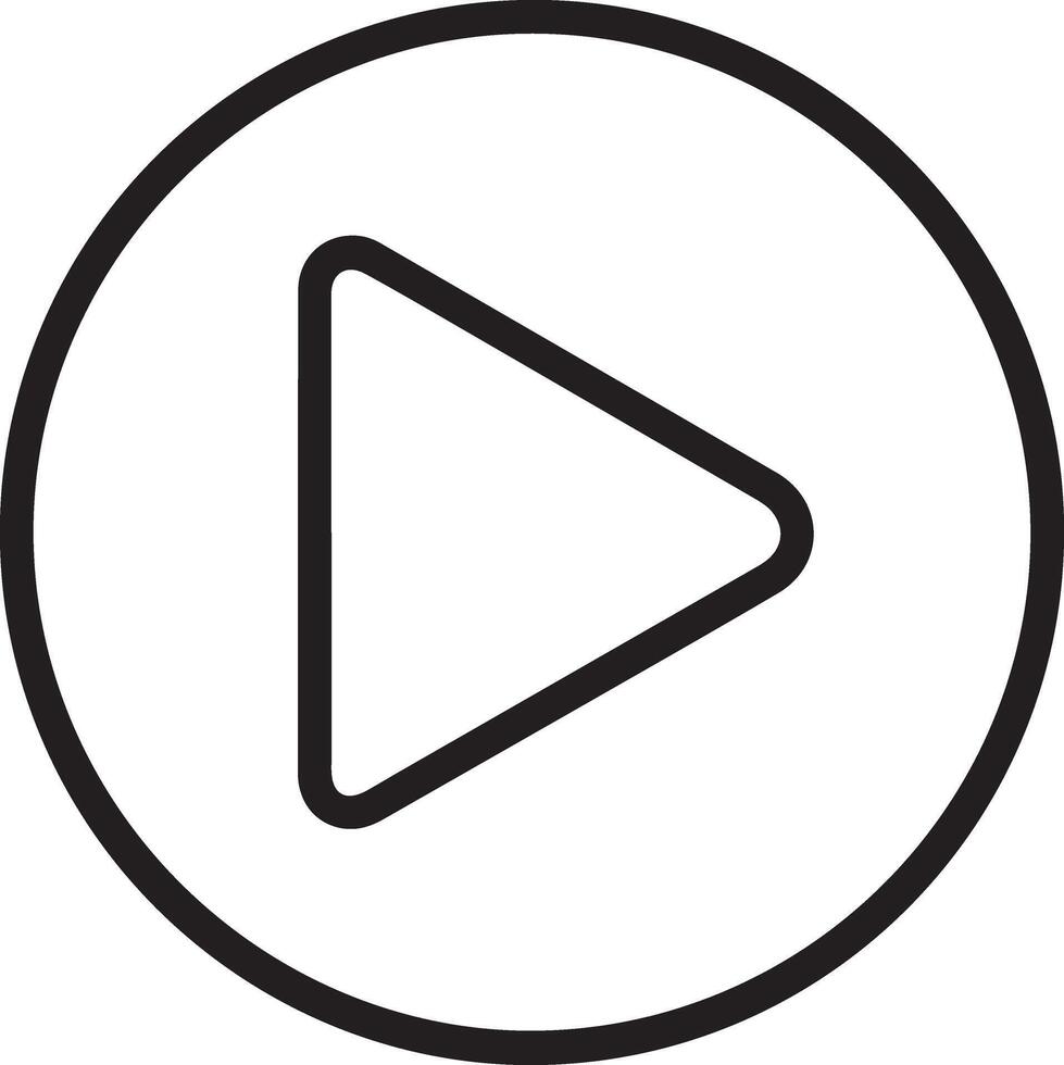 outline of a play button icon inside a circle vector