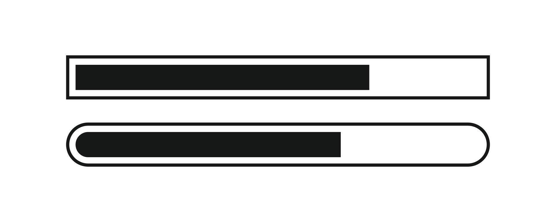 Progress bar icon set. The simple design includes a square and a rounded loading bar, great for website interfaces, software, and application loading concepts vector