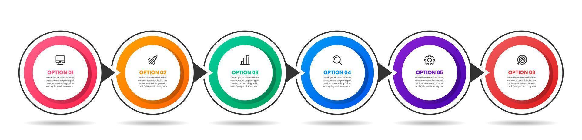 Infographic Element Design Templates with Icons and 6 Options or Steps. Suitable for Process Diagram, Presentations, Workflow Layout vector