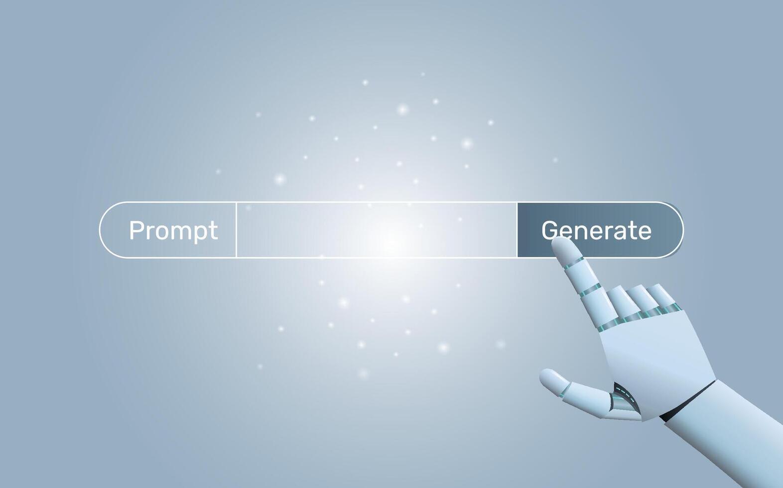 Robot hand press prompt generate button vector