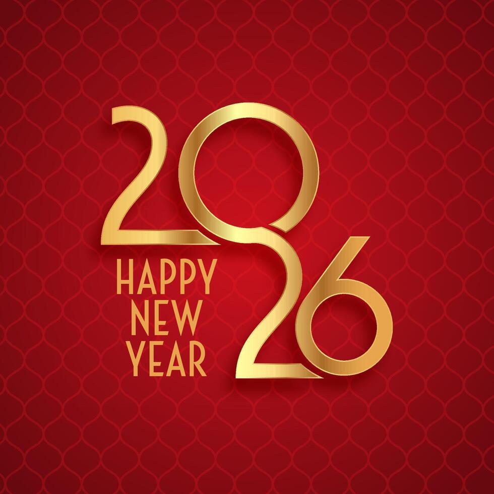 Minimal Happy New Year background with gold numbers design vector