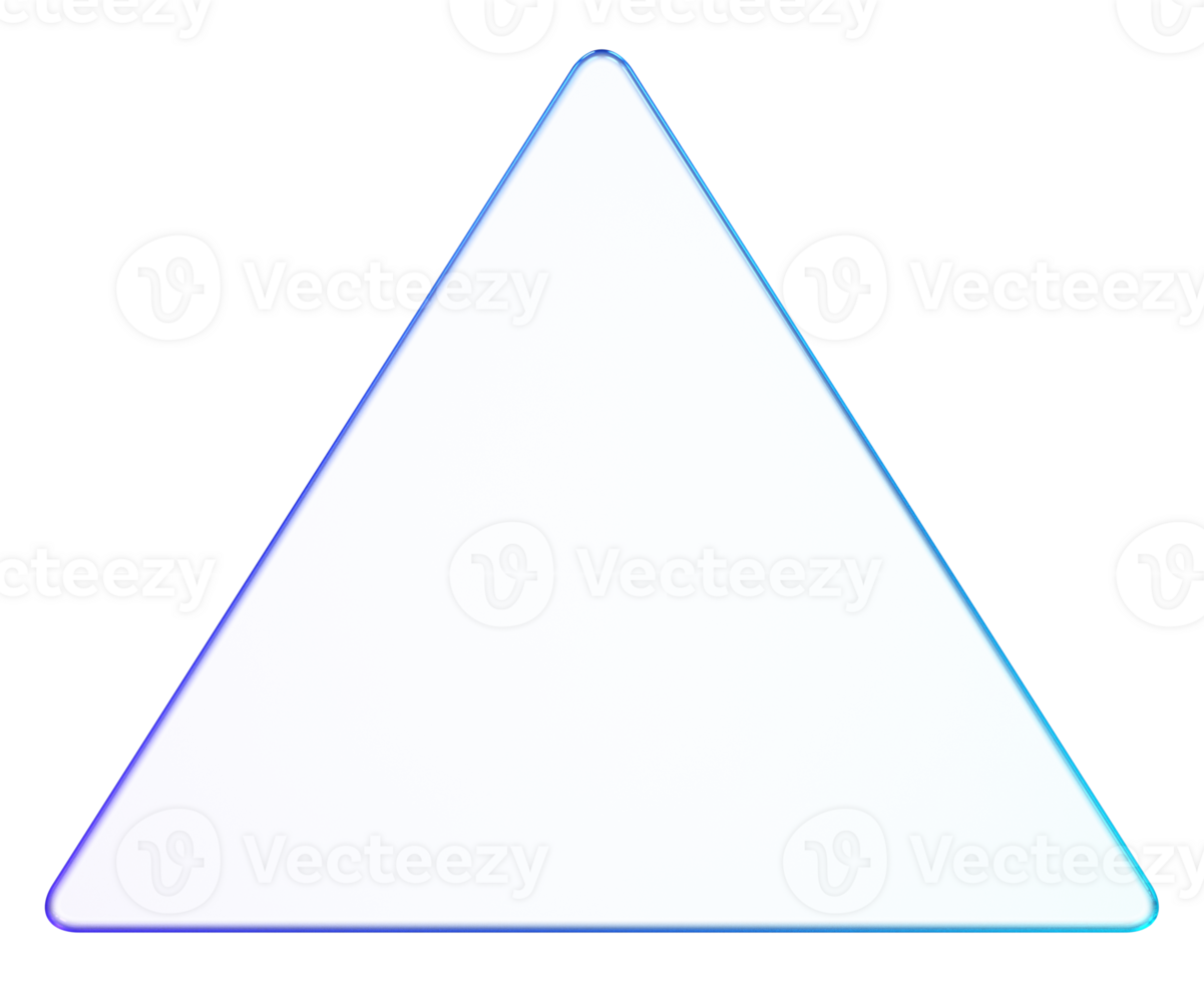3D glassmorphism triangle border with smooth gradient. Minimal glossy geometric shape for digital art, design, and modern abstract concepts png
