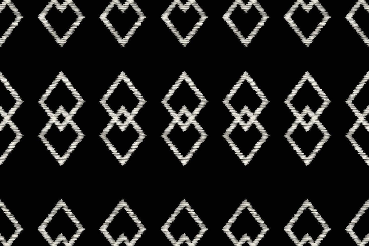 Ikat pattern with ethnic aztec design black color background abstract art. vector