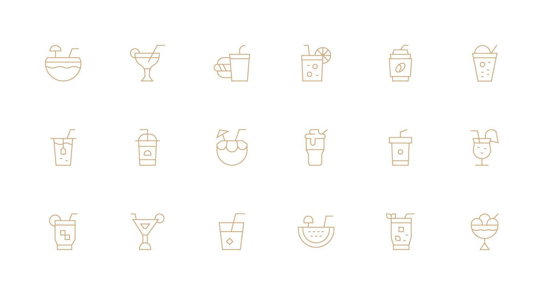 Straw Icon Collection with 18 Minimal Line Designs Interface Icon Collection for Daily Projects vector