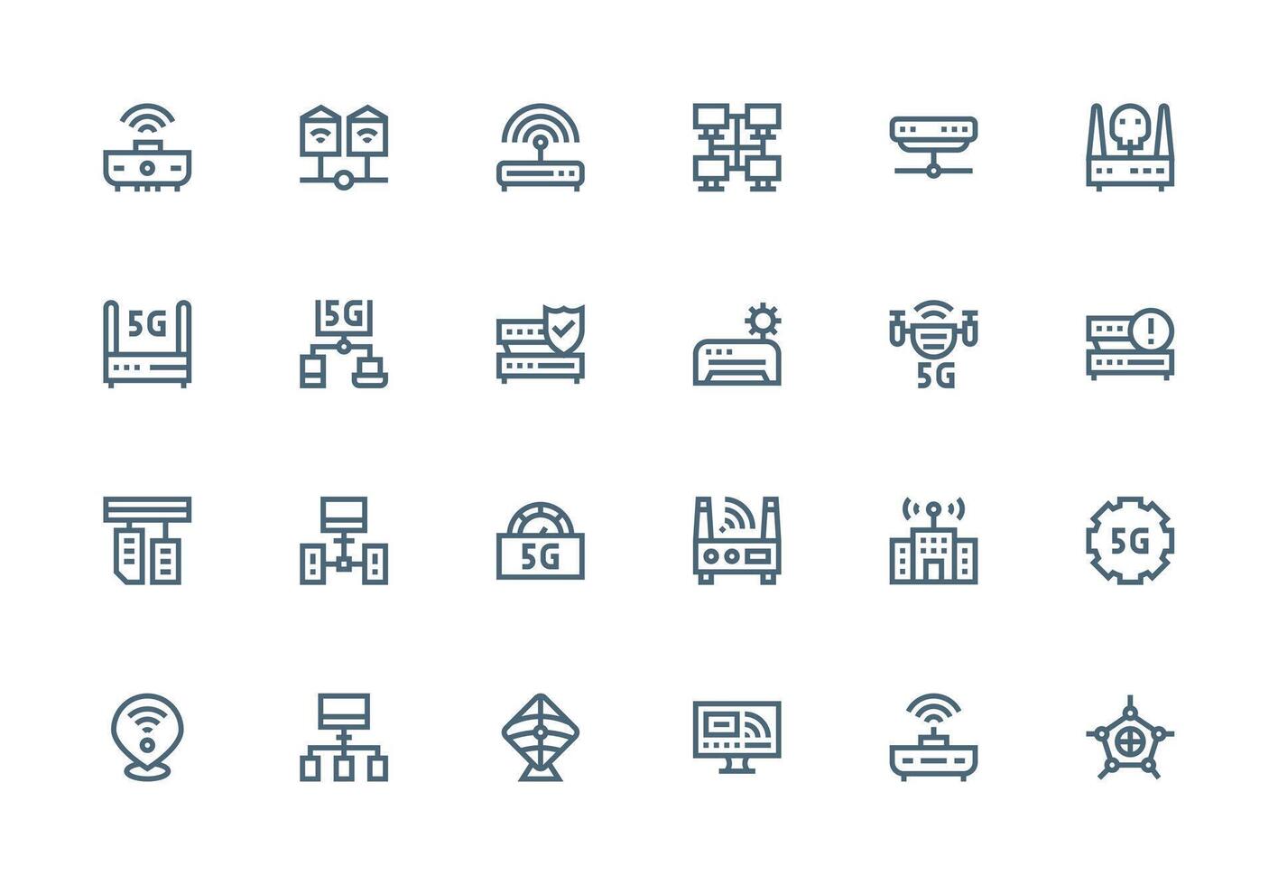 Router featuring 24 Icons in Thick Line Line Design Multi-Style Icons for Creative Projects vector