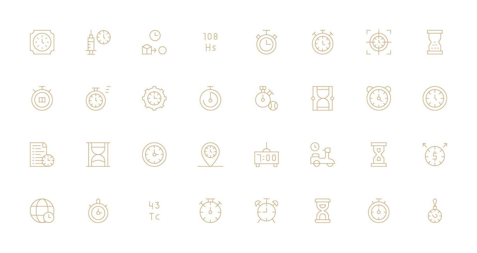 32 Icons for Timing in Thin Line Format Pixel Perfect Icons for Modern Apps vector