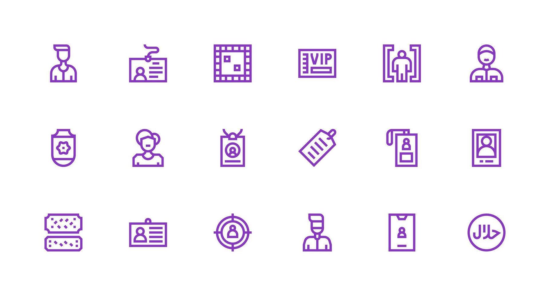 18 Strong Stroke Line Icons for Identification Graphics Flexible Icon System for Web Interfaces vector