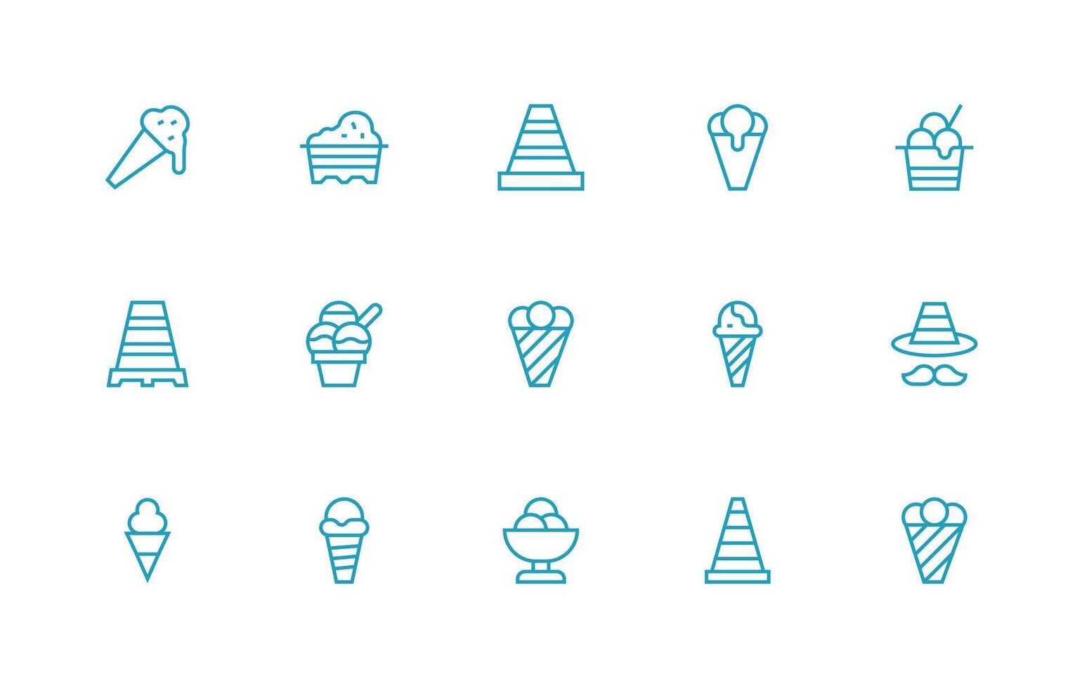 Cone Set with 15 Regular Line Icons Lightweight Icon Series vector