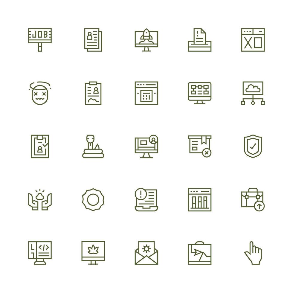 Application Set with 25 Medium Stroke Outline Icons UI-Ready Icon Collection vector