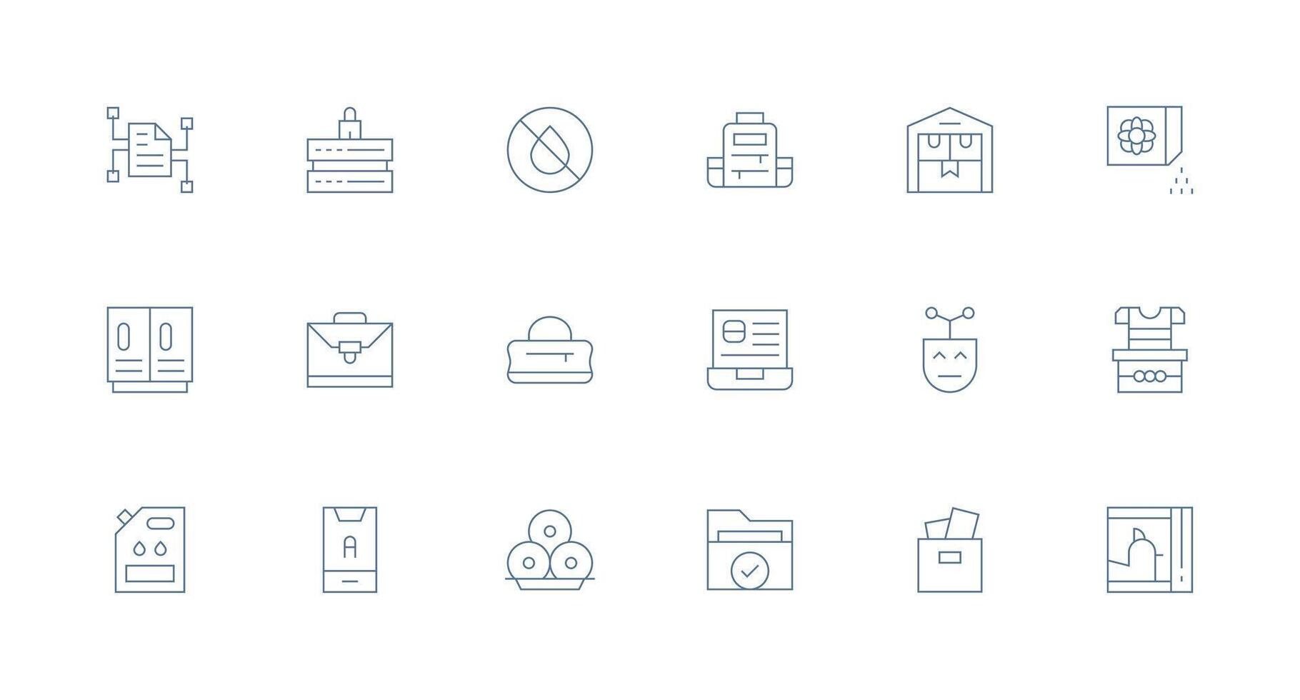 Storage Set with 18 Minimal Line Icons Interface Icons for Daily Use vector