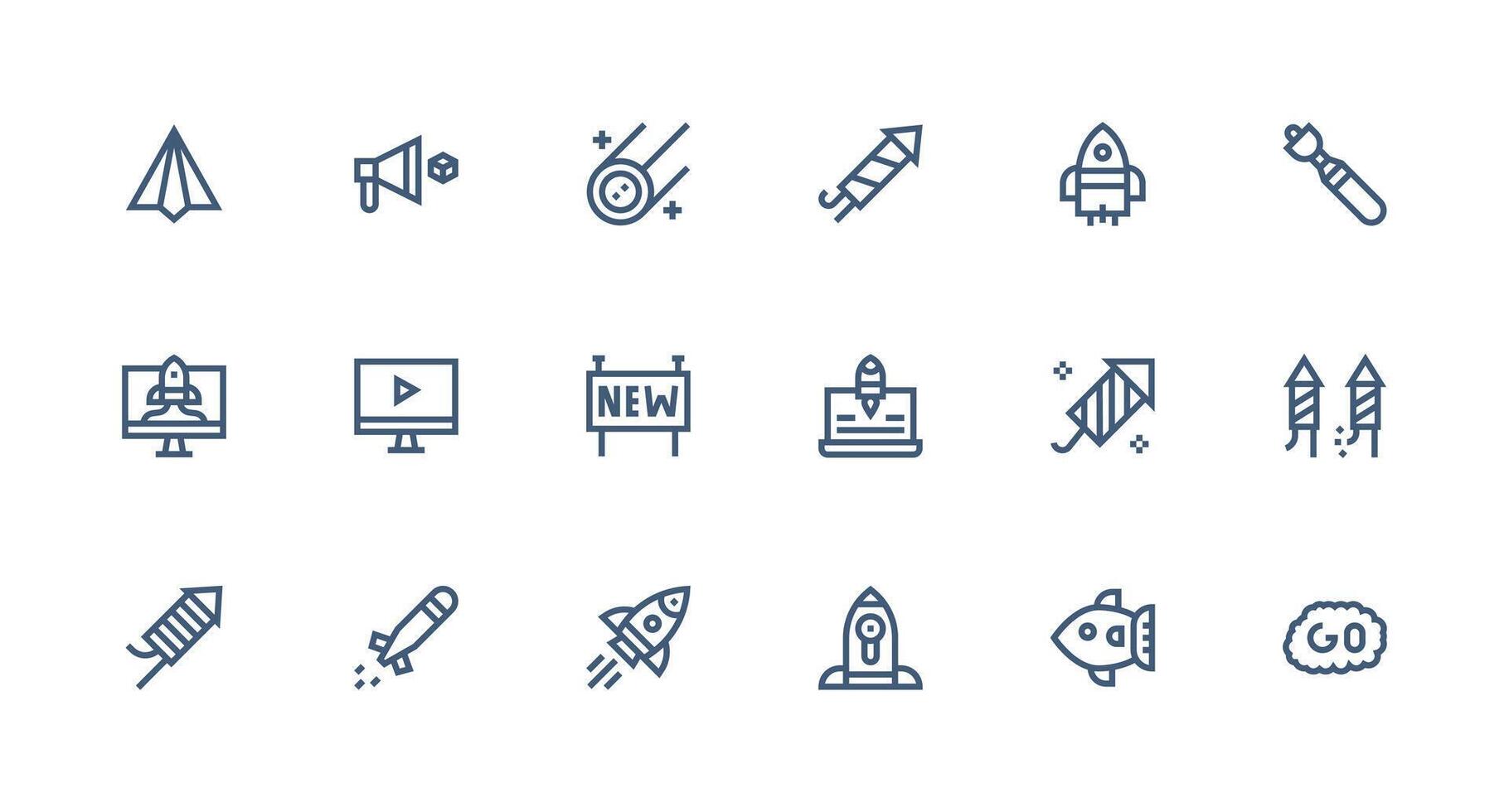 Strong Stroke Line Icons from Launch Set with 18 Vectors Interface Icon Collection