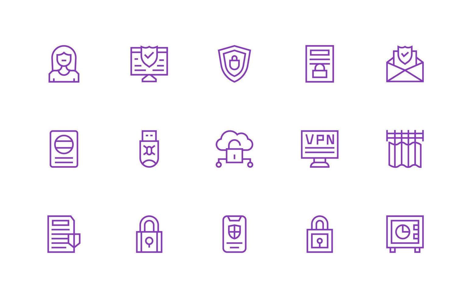 Regular Line Icons from Privacy Set with 15 Vectors Scalable Icons for All Themes