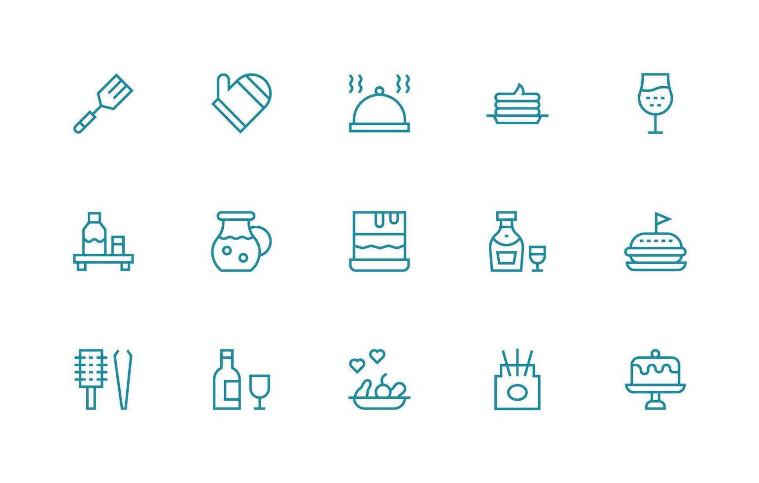 15 Regular Line Style Icons from Serving Collection Neutral Style Icons for Any Project vector