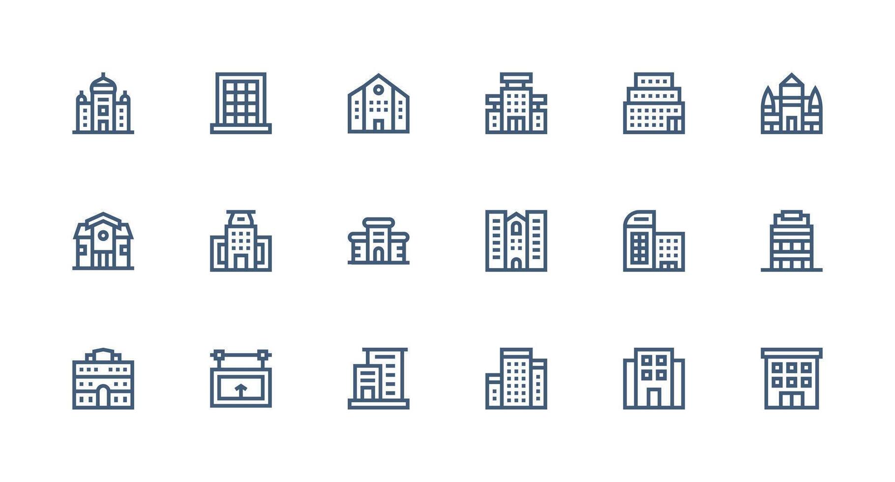 18 Strong Stroke Line Vectors for Modern Building Theme Flexible Icon System for Web Interfaces