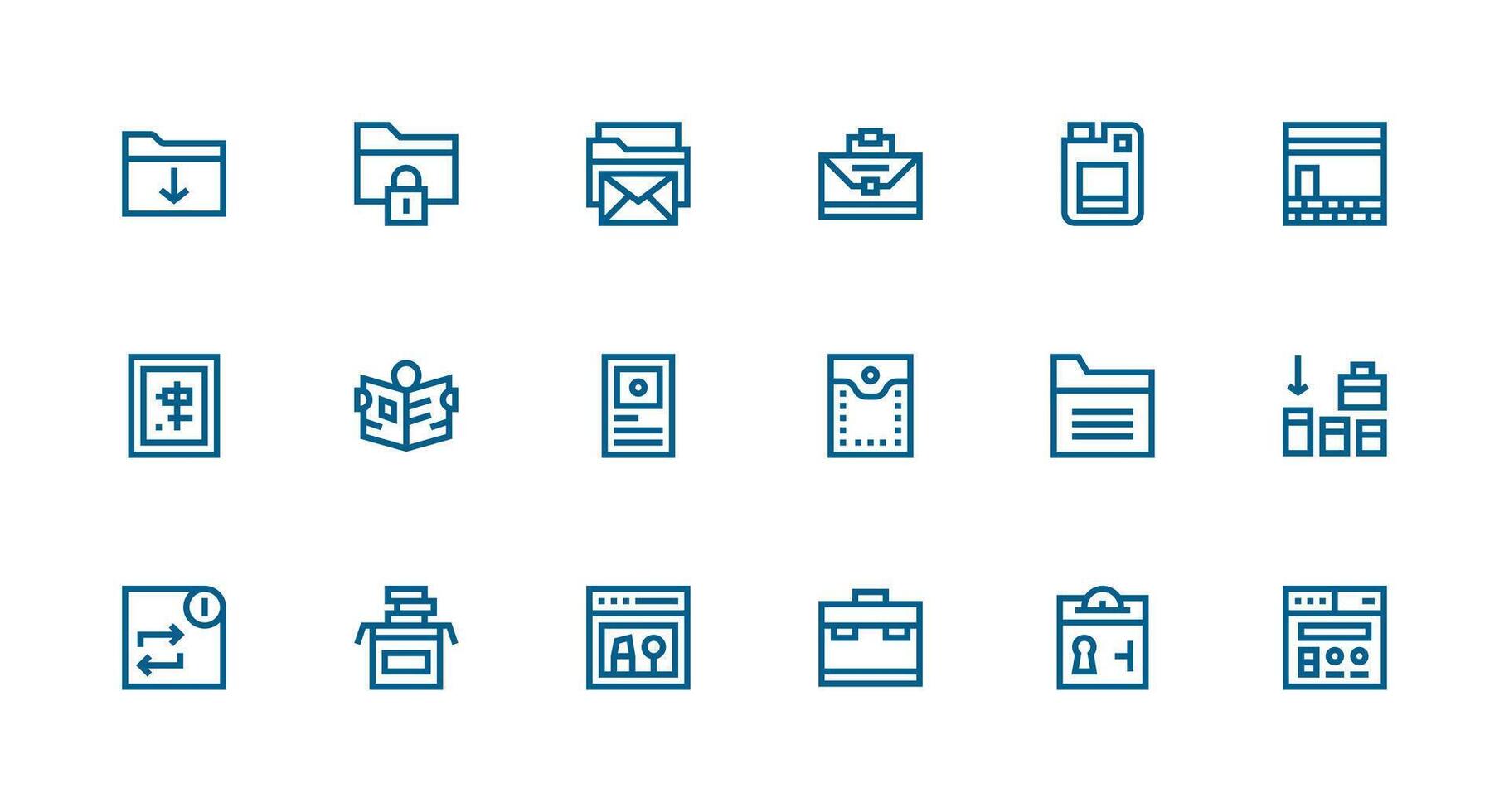 18 Strong Stroke Line Style Icons from Folder Collection Customizable Icon Series for Mobile Screens vector