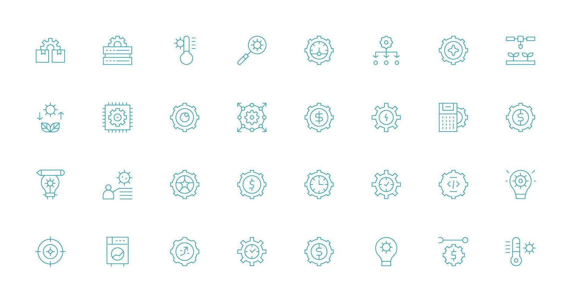 Optimization Set with 32 Thin Line Icons Flexible Icon System for Web Interfaces vector
