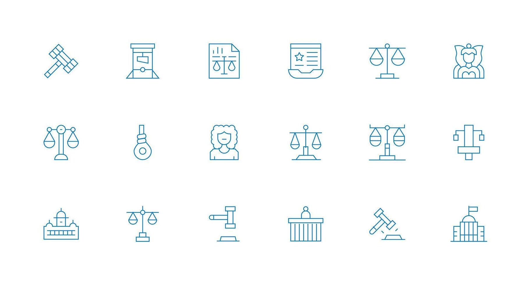 Minimal Line Style Justice Icons with 18 Vectors Pixel Perfect Icons for Modern Apps