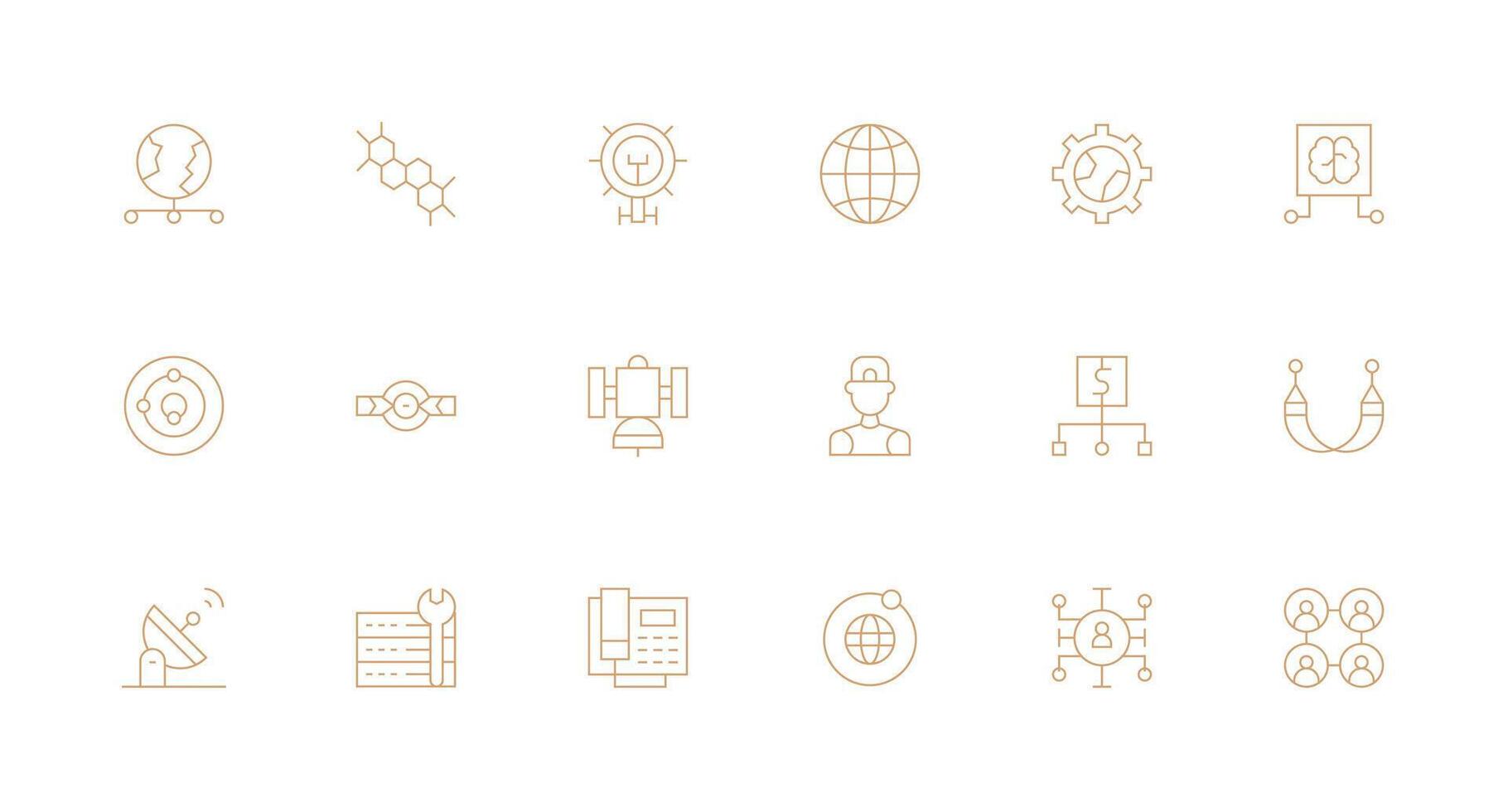 18 Minimal Line Style Icons from Network Collection UI-Ready Icon Collection vector