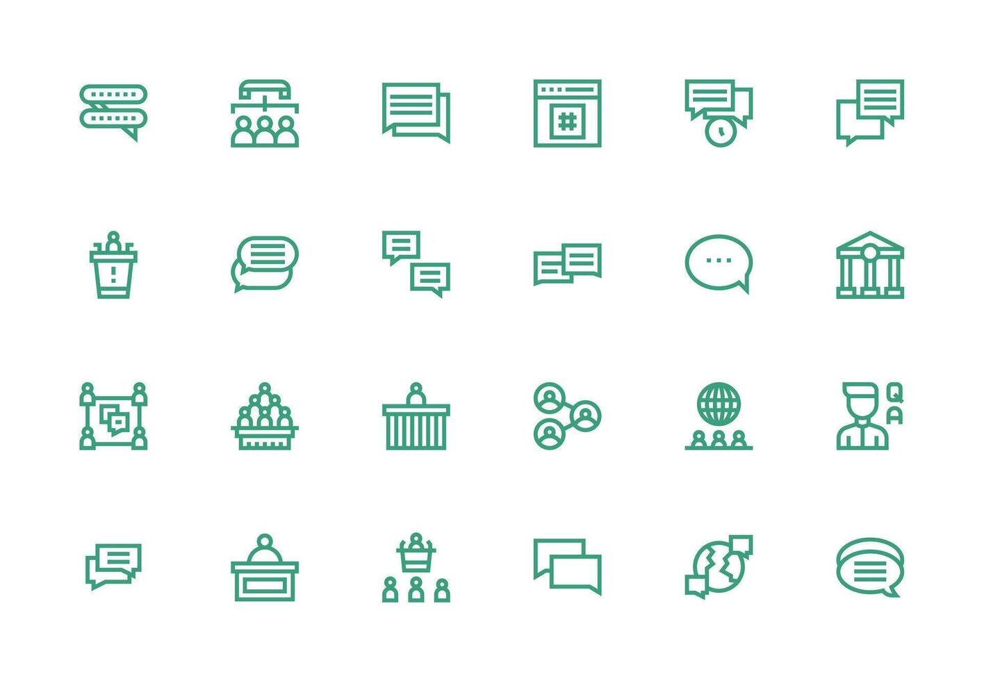 Forum Icon Set with 24 Thick Line Line Graphics Style Icon Set vector