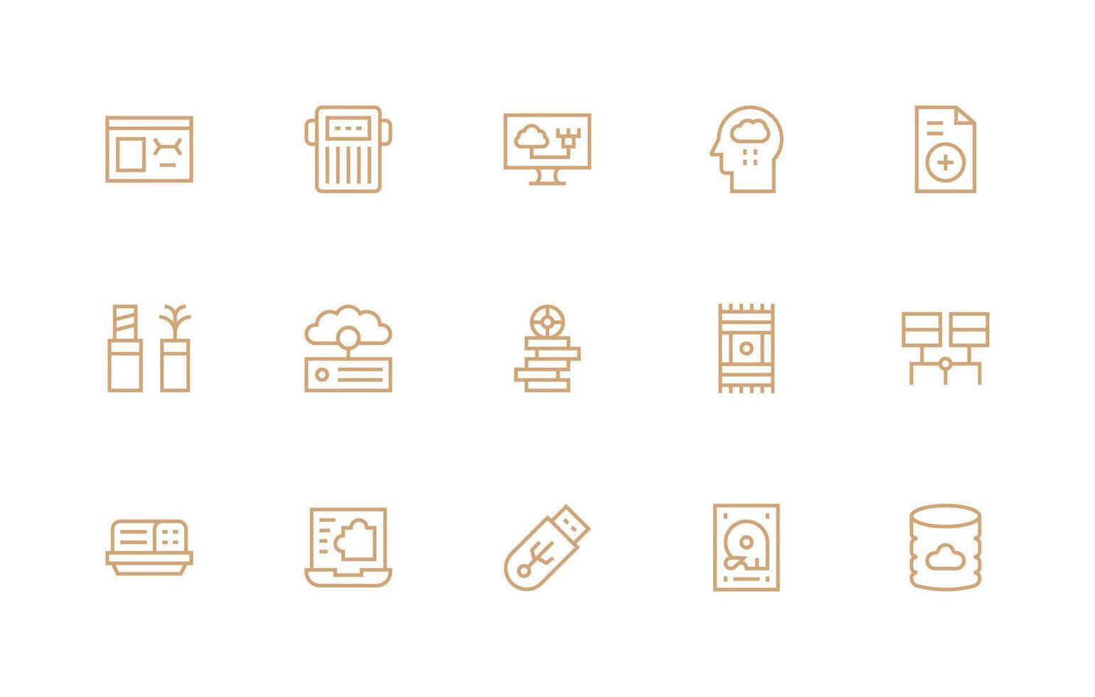 15 Regular Line Vectors for File Storage Theme Professional Icon Set