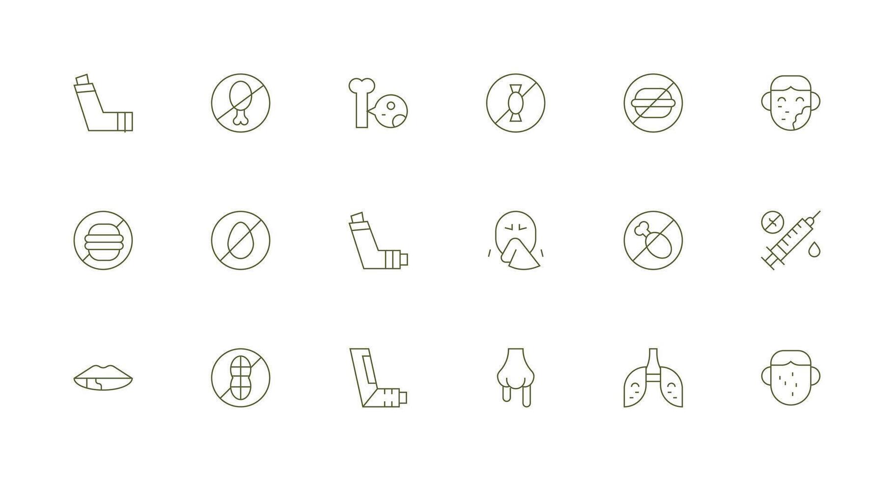18 Icons for Allergy in Minimal Line Format Basic Icon Series vector
