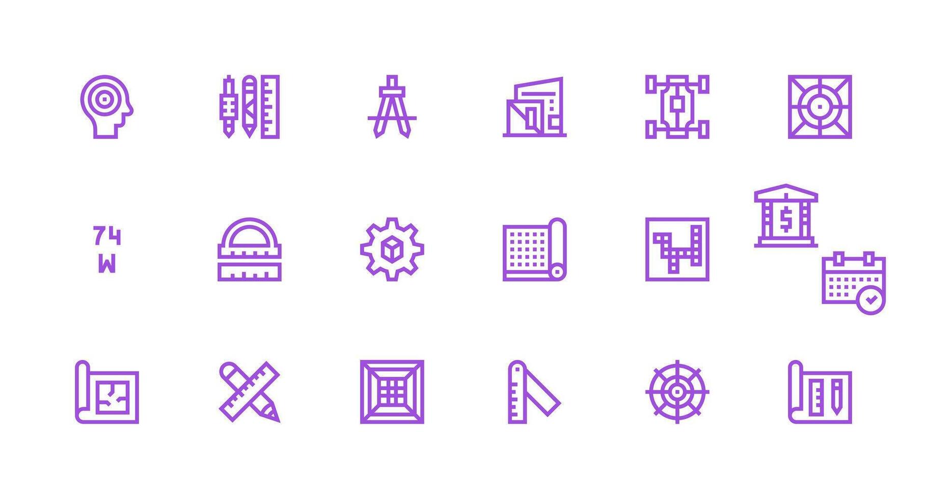 18 Icons for Blueprint in Strong Stroke Line Format Customizable Icon Series for Mobile Screens vector