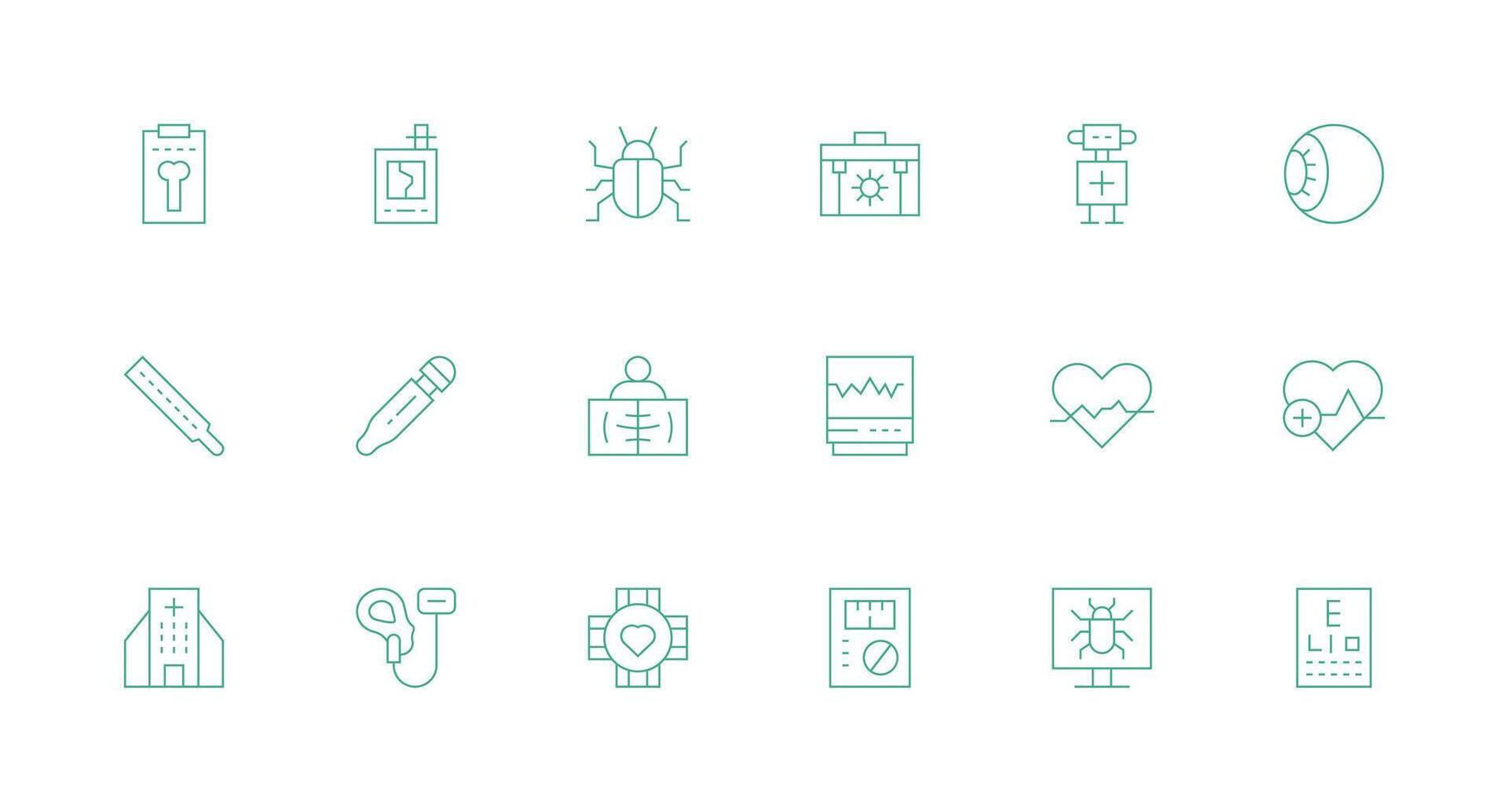 18 Icons for Diagnostic in Minimal Line Format UI Icon Set vector