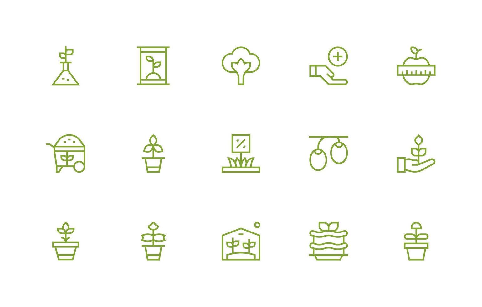 Growing Set with 15 Regular Line Icons Simplified Icon Pack for Visual Tools vector