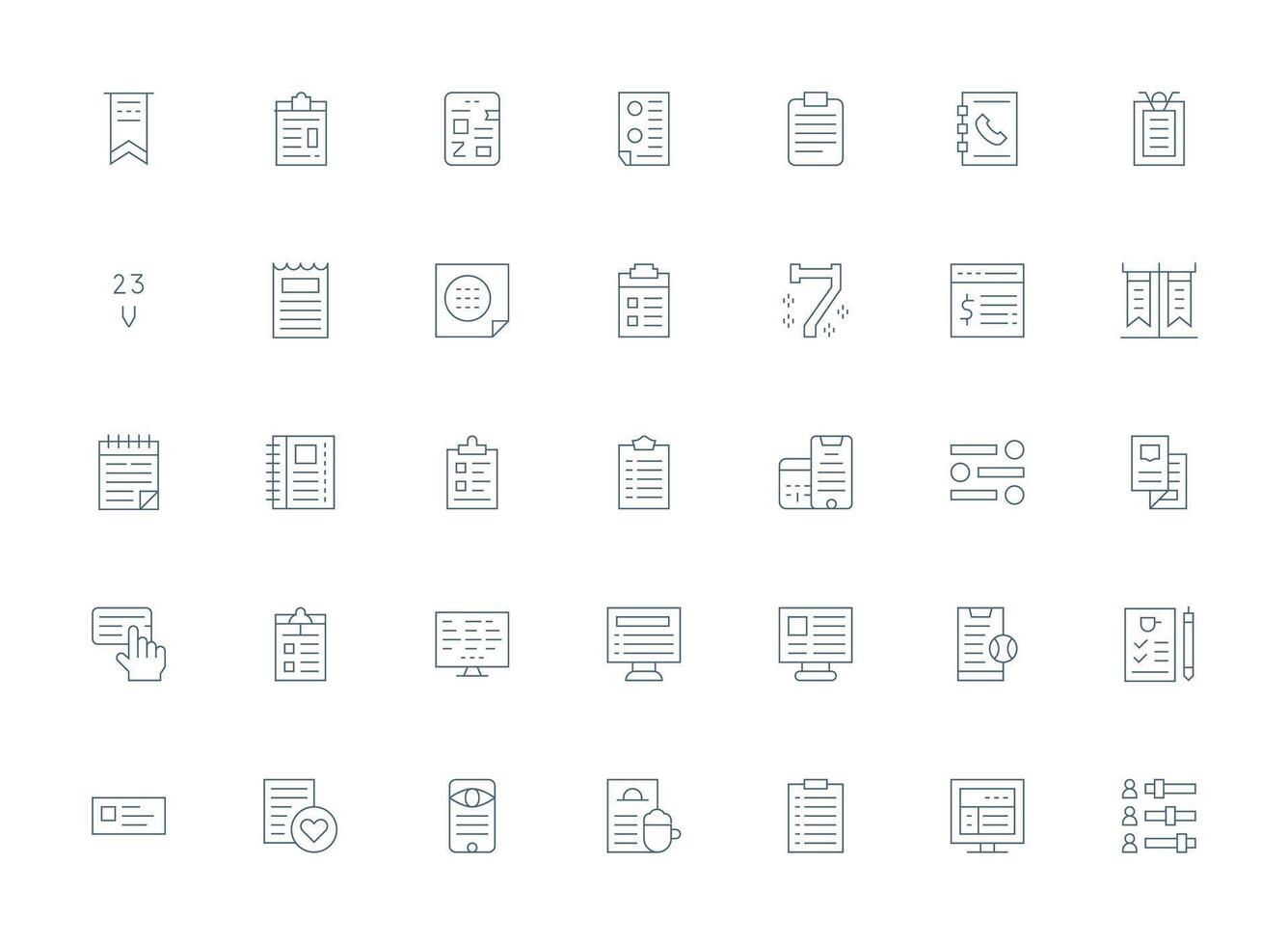 Light Line Style List Icons with 35 Vectors UI-Ready Icon Collection