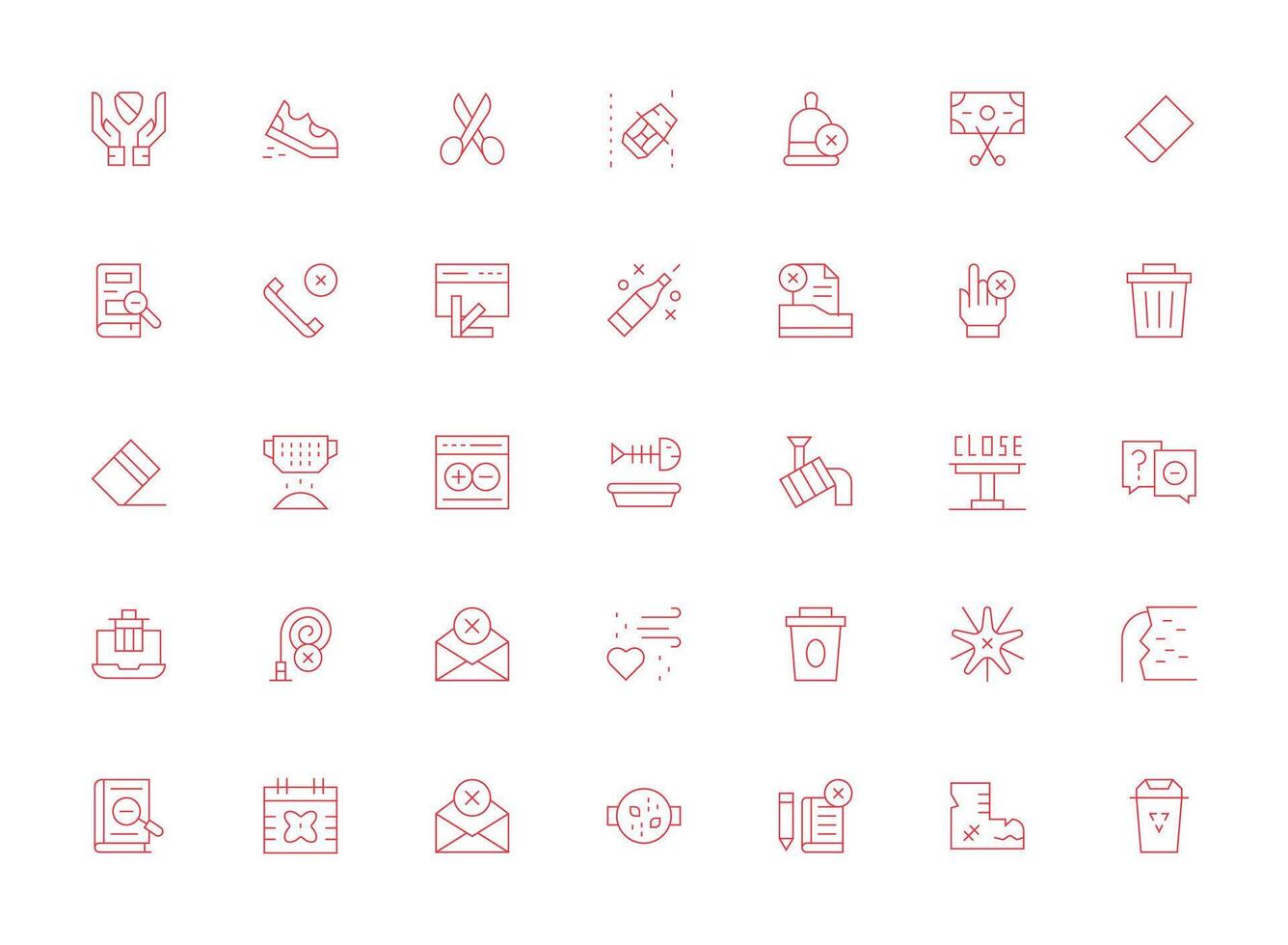 Light Line Style Remove Icons with 35 Vectors Icon Pack for Various Themes