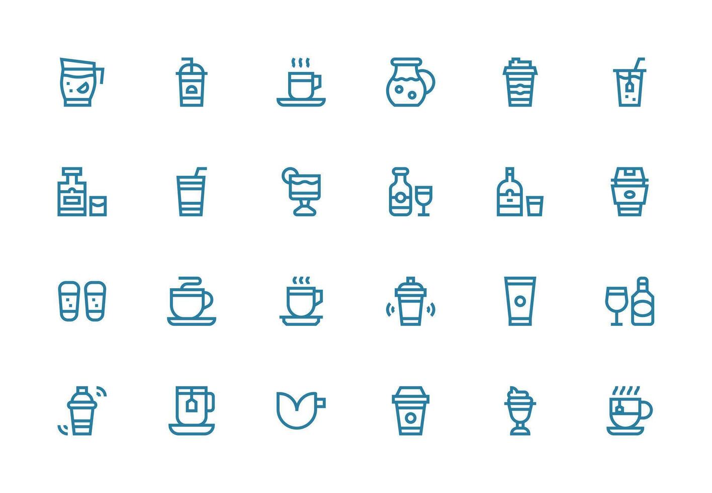 24 Icons for Drinkware in Thick Line Line Format Minimal Icon Set for Interface Projects vector