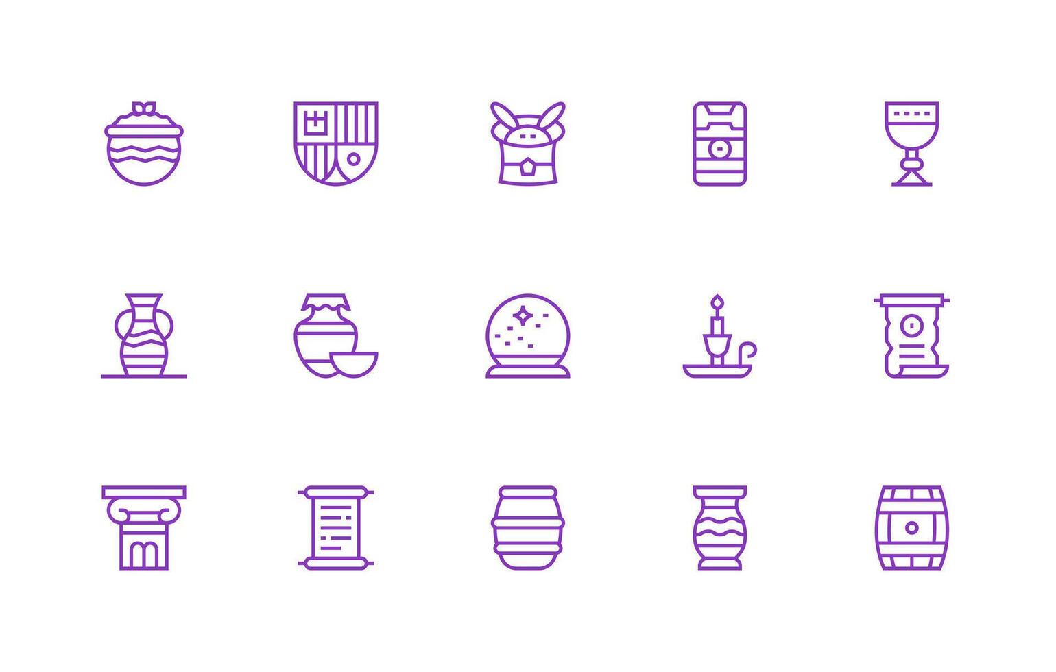 15 Icons for Antique in Regular Line Format Interface Icon Collection for Daily Projects vector
