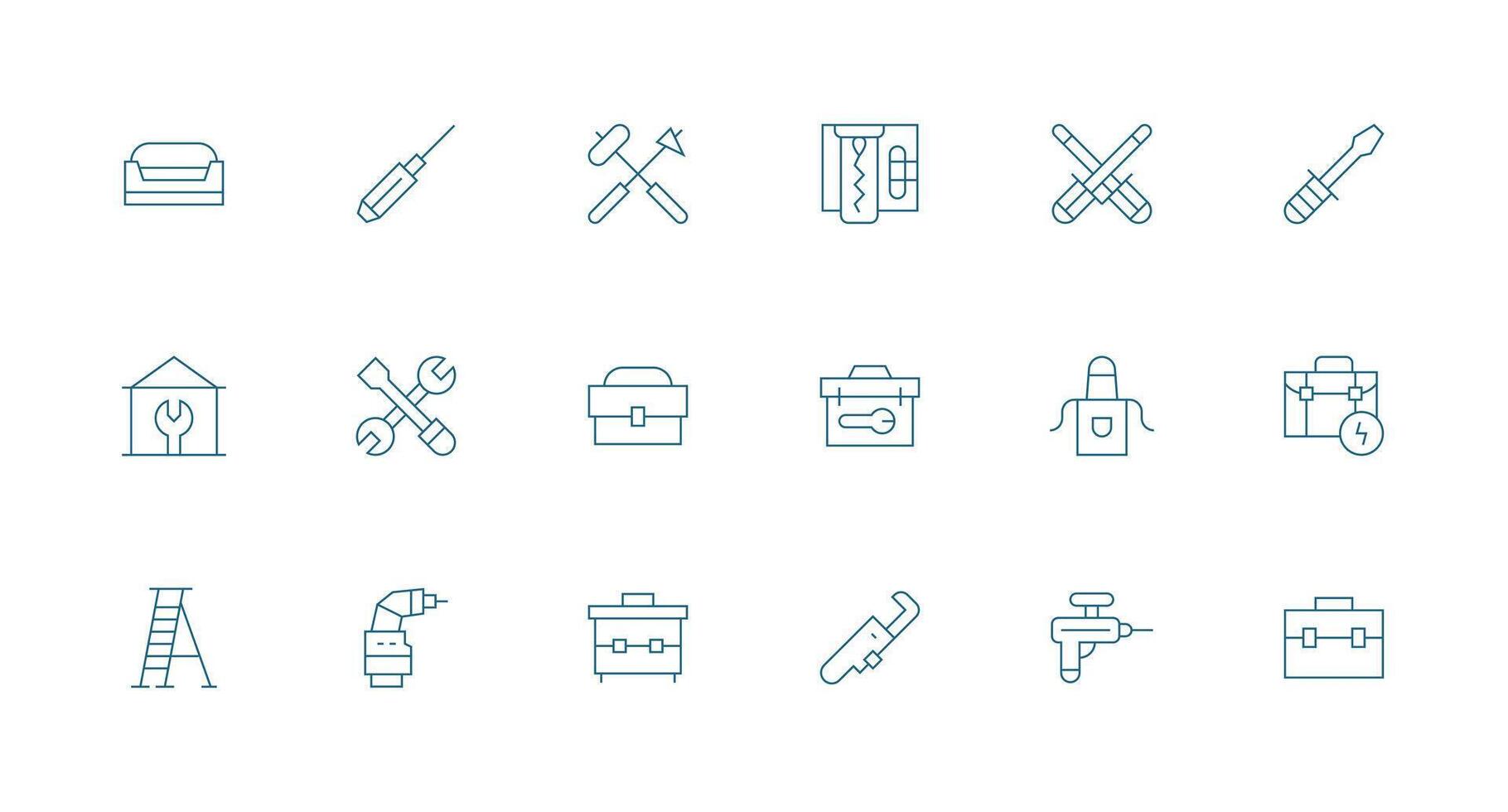 18 Minimal Line Designs for Handyman Icons Clean Icon Collection for Web Use vector