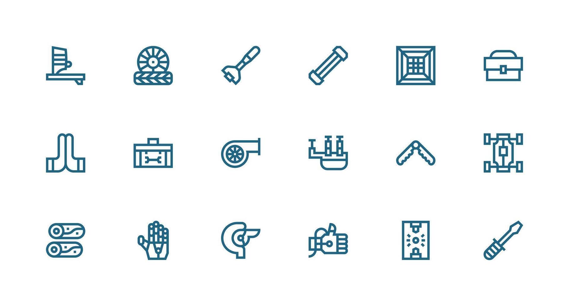 Mechanical Icon Set with 18 Strong Stroke Line Graphics Scalable Icons for All Themes vector