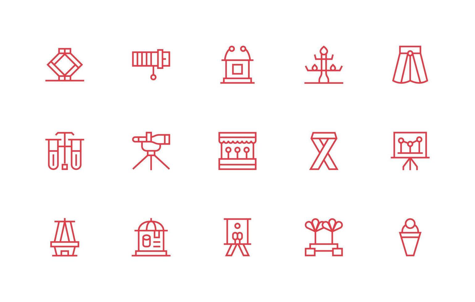 15 Regular Line Icons for Stand Graphics Icon Set for Projects vector