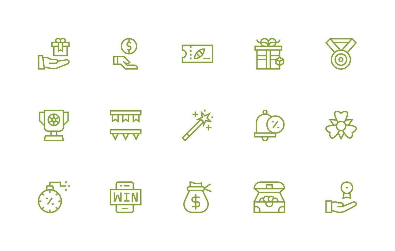 15 Regular Line Icons for Reward Graphics Icon Pack for Various Themes vector