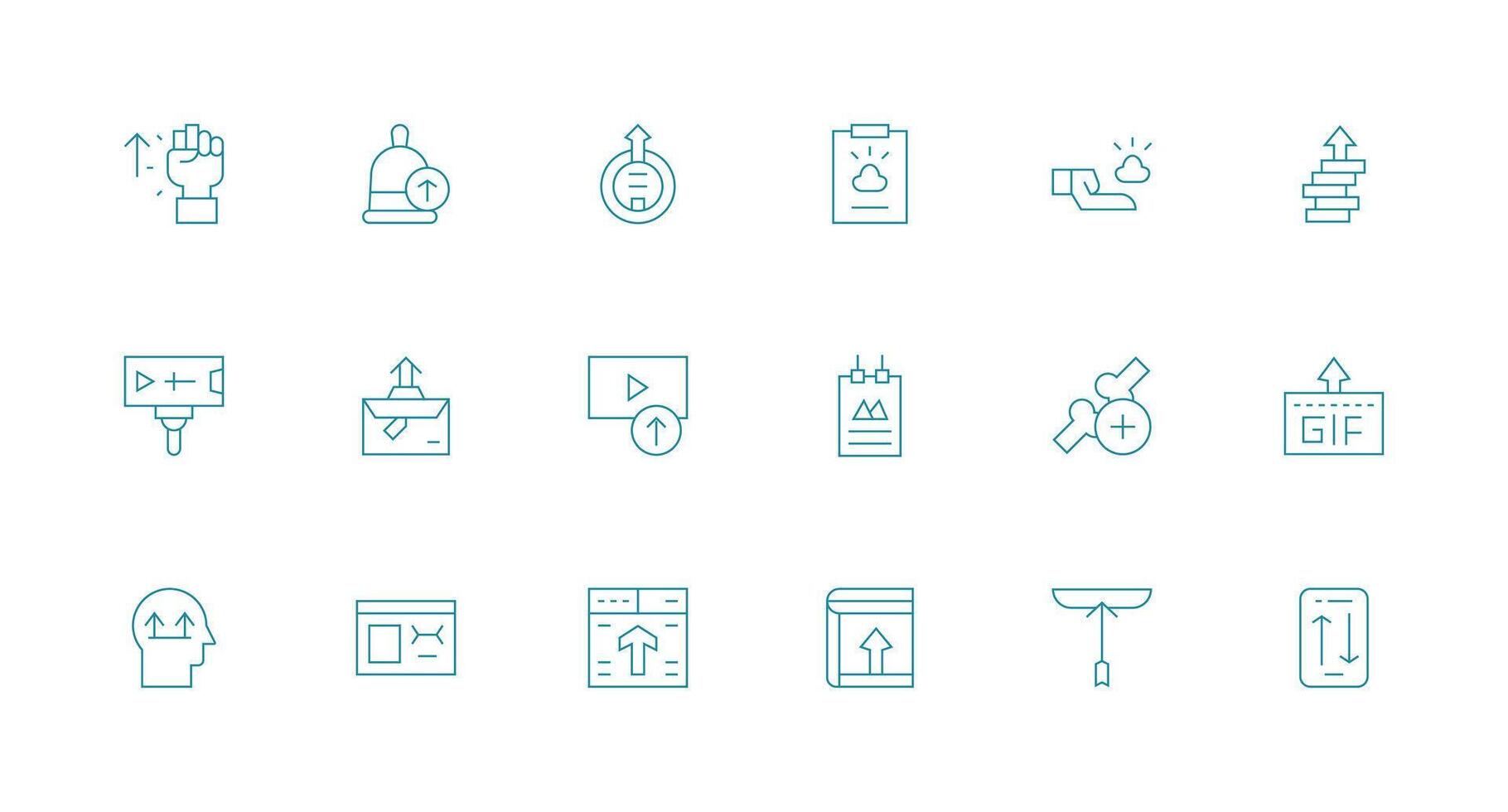 File Upload featuring 18 Icons in Minimal Line Design Complete Icon Set for Mobile Apps vector