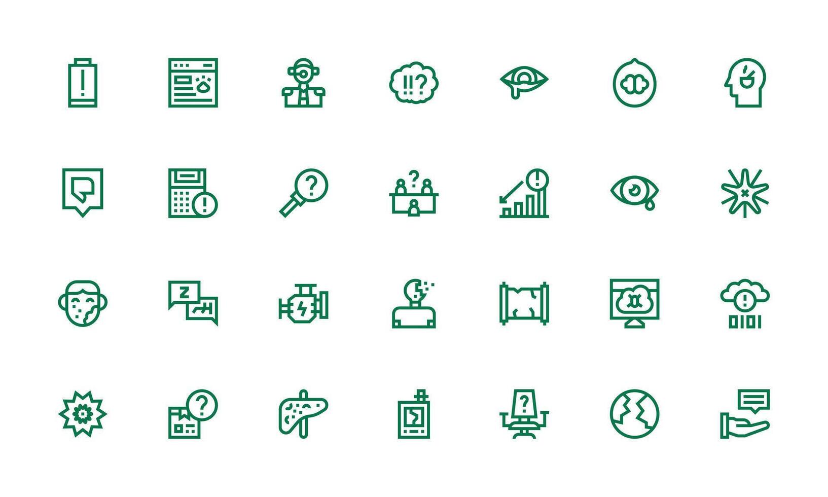 Problem Icon Set with 28 Bold Line Graphics Organized Glyph Icons for Fast Design vector