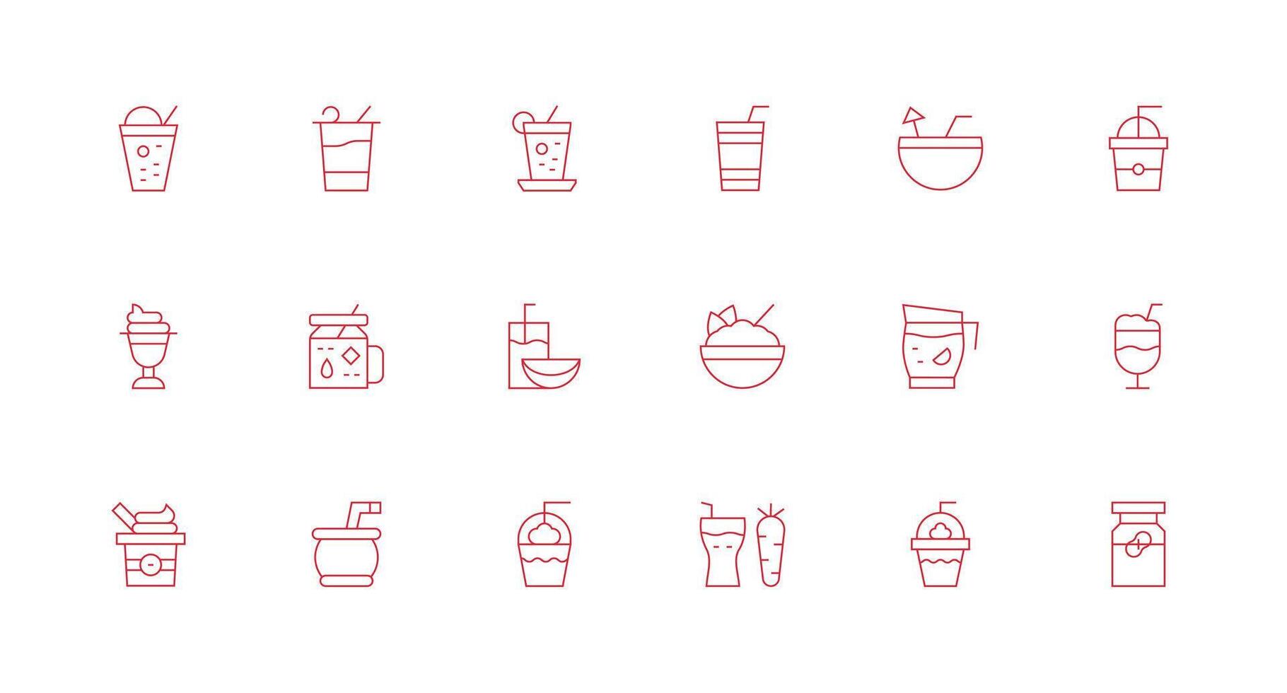 Minimal Line Style Smoothie Icons with 18 Vectors Versatile Icon Collection for Designers