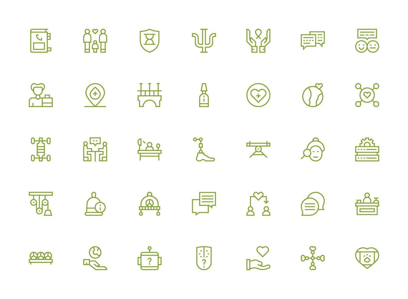 Support Visual Pack containing 35 Regular Clean Line Icons High-Resolution Icons for Any Platform vector