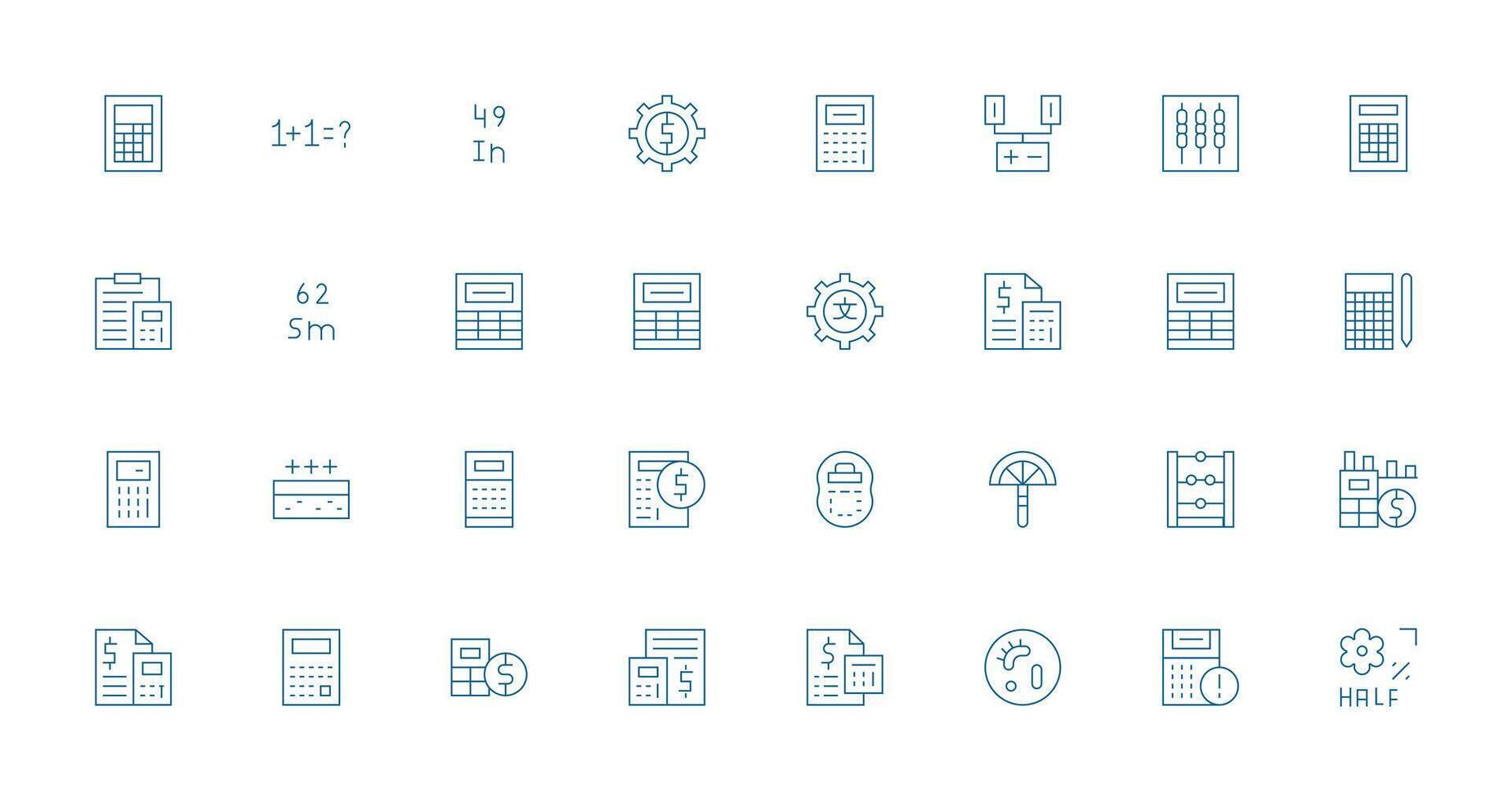 32 Thin Line Vectors for Calculation Theme UI and UX Focused Icon Collection