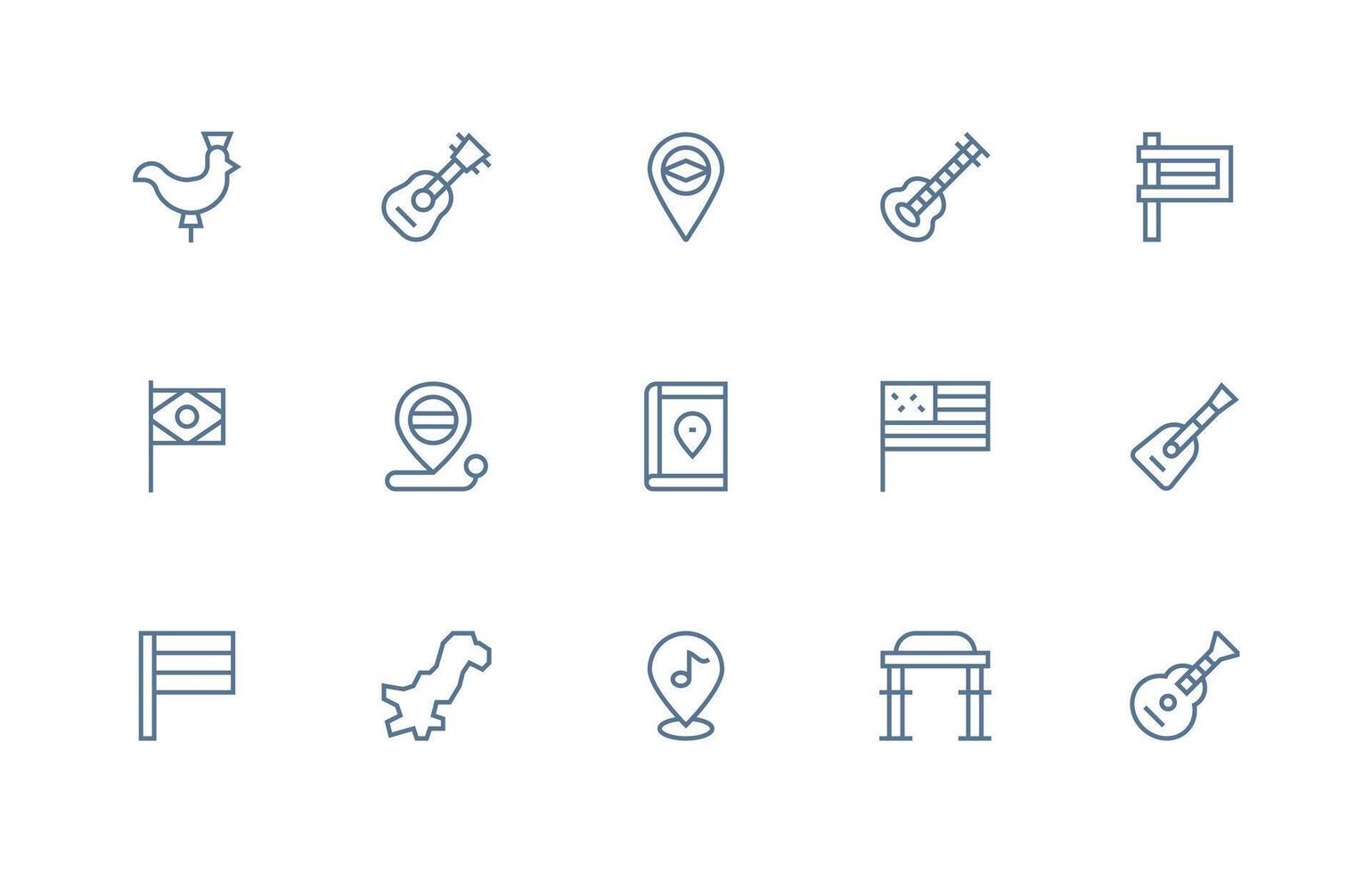 Country featuring 15 Icons in Regular Line Design User Interface Icons for Digital Products vector